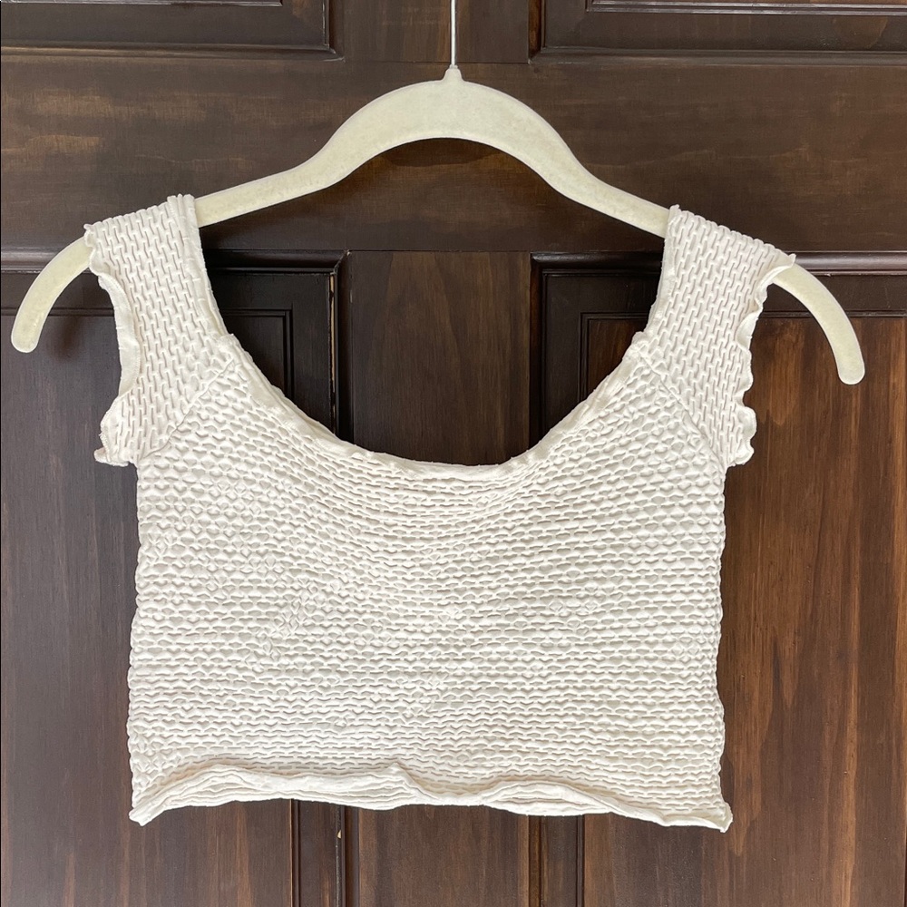 Free People Waffle Crop Top - Cream XS/S